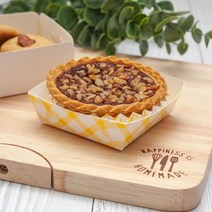 중앙패키지 옐로우 체크무늬 다용도 종이 접시 트레이 타르트받침 100개