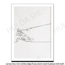 웨이크보드 줄 로프 웨이크 보딩 라인 아트 스포츠 프린트 수영 인간 스케치 운동 선수, [13] 80x120CM No Frame, [05] canvas 5