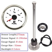 게이지연료보트 낚시배 바다낚시 레저 밸리 선외기엔진 8색 백라이트 연료 레벨 게이지 오일 액체 탱크 표, 08 With 275mm sensor