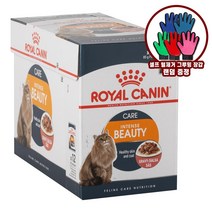 로얄캐닌 고양이 습식사료 텔제거그루밍장갑 기프트에디션, 로얄캐닌 캣 인텐스뷰티 그레이비파우치 85g*12개+털제거그루밍장갑(왼손)