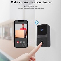 스마트 인터폰 무선 초인종 wifi 야외 hd 카메라 보안 도어 벨 야간 투시경 비디오 인터콤 음성 변경 홈 모니터 도어 폰, 검은색