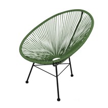 야외의자 라탄 안락의자 라탄체어 아카풀코 비치의자 테라스, 단품, 딥그린, 고정