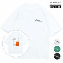엠씨옴므 빅사이즈(∼4XL) 코스믹 썸머 레터링 라운드넥 반팔 티셔츠 BT20S09_W