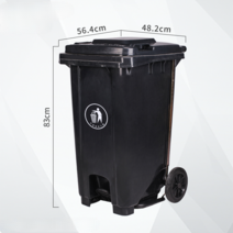 제설함 100L 대용량 샌드박스 장비보관 양동이 이동식 청소 재활용 수거 쓰레기차, 100L 휠 페달 U 버킷 그레이