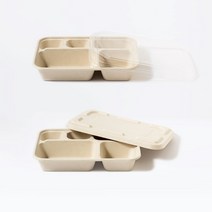 [업체발송] [사각호환S] 펄프 용기 5칸 700ml 300개 1KW6135 + [사각호환S] PLA 뚜껑 300개 1KP6230, 단품