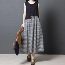 SAMARA 썸머 여성 린넨 면 마 쉬폰 롱원피스 복고풍 빅사이즈GL0917