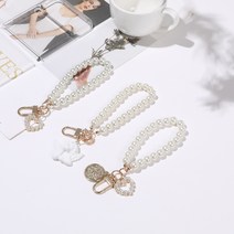 갤럭시 제트플립3 스트랩 진주 체인 지플립4 손목걸이 휴대폰줄, 하트진주