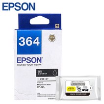 엡손 EPSON 정품잉크 T364 Expression Home XP245 + 항균물티슈, 1개, 정품_T364170 검정