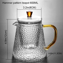 도자기 술 주전자 차 세트 유리 붕규산 내열 유리 가스 스토브 꽃 puer 중국 쿵푸 차 세트 필터, 600ml 찻주전자1