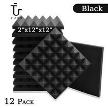 가설방음벽 TOUO어쿠스틱 폼 12 Pcs 스튜디오 흡음 소재 피라미드 방음 패널 도어 벽 절연 난연제 방음성, Black+Medium Density+12 Pcs Wi