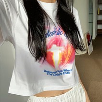 엔젤 피스 하트 반팔 크롭 티셔츠 레터링 프린팅 y2k 하이틴 힙한 키치 크롭티
