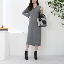 [아이엠수]카푸치노 브이넥 니트원피스