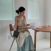 핏앤제이 ㅡ 팃립술 캉캉 배색 나시 롱원피스