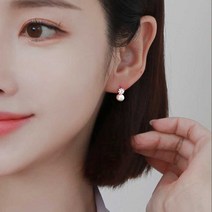 14k 금침 진주 귀걸이 큐빅 미니 이어링