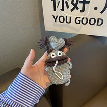 수제 크로셰 키 케이스 귀여운 소시지 입 자동차 지갑 가방 열쇠 고리 뜨개질 양모 펜던트, E