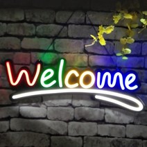 LED OPEN 오픈 와이어 간판 1pcs [어댑터 포함] 입간판 식당 카페 이쁜 조명, 02. LED 와이어 WELCOME 간판 1pcs