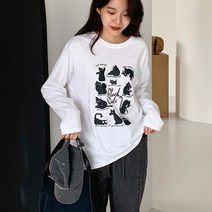 캣츠 박스티셔츠)고양이그림/긴팔티/프린팅