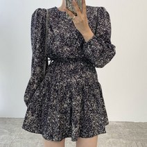 [랜덤플레이] 하객룩 기하학 나염 벌룬 미니원피스