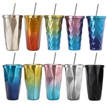 스타벅스형 그라데이션 스테인레스 콜드컵 텀블러 500ml, T-1.그라데이션 옐로우