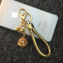 자전거벨 화천골 동일한타입 자동차 열쇠고리 걸이식 궁령 방울 합금 펀칭 커플용품 가방 벽걸이장식품 선물 남녀, T04-금기본금줄