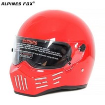 오토바이 풀페이스헬멧 남성용 빈티지 헬멧 모토크로스 스쿠터 라이딩 풀 페이스 레트로 밴디트 라이더 레이싱 심슨 M30 도트, 특대, 레드 클리어