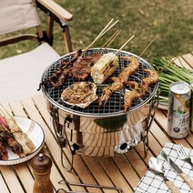 캠핑 접이식 원형 바베큐그릴 화로대 1P 5인용 화로, 색상:[색상]본상품