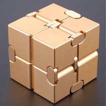 독일 infinity cube 무한 큐브 감압 알루미늄 블록 포켓 손가락 압축 해제 장난감 큐브 게임, 커버-골드