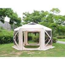 헥사곤 육각쉘터 육각텐트 그늘막텐트 오토캠핑 원터치방식 (그라운드시트 포함), 아이보리 면TC(TPU월 없음)