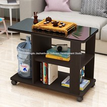 이동식 쇼파뒤테이블 소파뒤 바퀴달린책상 노트북 틈새 협탁, 조립식/ 100 ×40×63 검은 호두 나무 + 유리