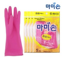마미손 고무장갑 왼손 한짝 4개 소형, 1개, 핑크, 소(S)
