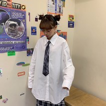 잇츠스타일 교복 스타일 넥타이 캠퍼스룩 학생 박시핏 셔츠