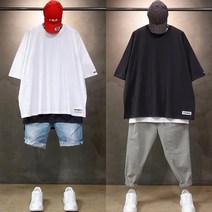 오버홀릭 오버홀릭 박스 오버핏 패치 반팔티 남자 반팔 티셔츠