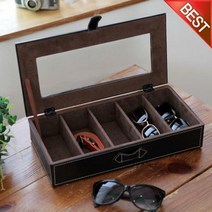 [베스트데코]럭셔리 가죽 안경/선글라스 다용도 보관함, 직사각 안경보관함[브라운]