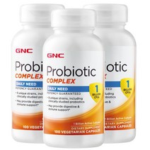 GNC 프로바이오틱 컴플렉스 데일리 니드 10억 CFU 베지테리안 캡슐, 100개입, 3개, 100정