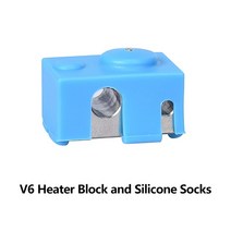 [헤드청소 교환부품] V6 히터 블록 E3D 용 알루미늄 실리콘 양말 J 헤드 핫 엔드 PT100 3D 프린터 부품 노즐 히트 타이탄, [02] 2PC, [02] Heat Block and Socks