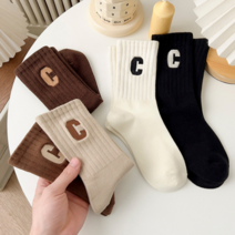 알파벳c양말 여성용 중목 양말 5종세트