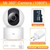 xiaomi mijia 360 ° ptz ip 카메라 1080p hd 글로벌 버전 적외선 야간 투시경 ai 인간 감지 감시 mi smart home, 글로벌 추가 eu 32g