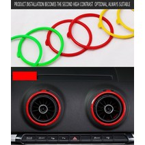 아우디 A3/S3/RS3 세단 8V 라인 콰트로 자동차 AC 스포츠 백 스노우볼기 콘센트 Modifi 교체 장식 소품 링 커버 2013 2014, [01] 빨간
