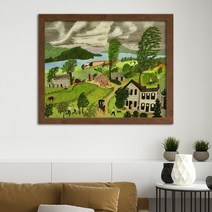 나봄갤러리 그랜마 모지스 폭풍 풍경화 일러스트 명화, 4.내츄럴 브라운 액자