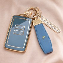 WonRay 르노 삼성 스마트키 2023 QM6 SM6 XM3 키홀더 키케이스, 네이비블루