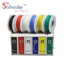 유연한 실리콘 와이어 케이블 와이어 6 색 믹스 패키지 전기 구리 라인 DIY 30 28 26 24 22 20 18awg, 18AWG 30m