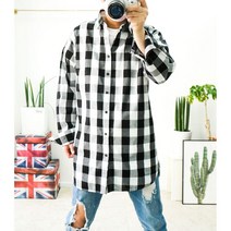 3XL 루즈핏 오버핏 4컬러 롱 체크남방 빅사이즈체크셔츠