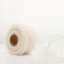 홀리코 선물 포장 공예 크리스탈 오간디 리본 끈 40mm 10마X2 1800cm, 01 - 아이보리