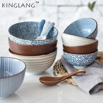 신혼그릇세트 예쁜 도자기 그릇 세트 kinglang 일본식 고전 파란색과 흰색 주방 밥, 8인치 그릇 b