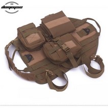 사냥개 사냥견 엽견 훈련 전술 서비스 개 조끼 야외 개 옷 k9 하네스 파우치와 몰리 개 조끼, 조끼 세트 탄, XL