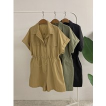 허니제이 / 배이즈 여름원단 스트링 와이드 점프슈트(2color)