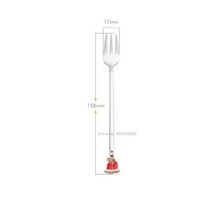 도매 크리스마스 커피 스푼 & 포크 세트 저어 숟가락 크리 에이 티브 디저트 차 삽 선물 상자, 16 1PC