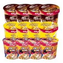 켈로그 컵시리얼 3종세트 (첵스초코30gx4+아몬드푸레이크30gx4+후르트링30gx4), 12개