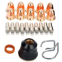 RX WELD 23피스 플라즈마 커터 토치 S25 S45 액세서리 키트 PR0010 전극 PD0116-08 노즐 팁 스페이서 가이드 리테이닝 캡 가스 디퓨저 CV0010 소모품 S, 23pcs