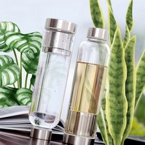 베스트 녹차텀블러 2종기획 유리텀블러 티텀블러 글라스텀블러 보온보냉 600ml 550ml 내열강화, 잔누오 티 텀블러_그린
